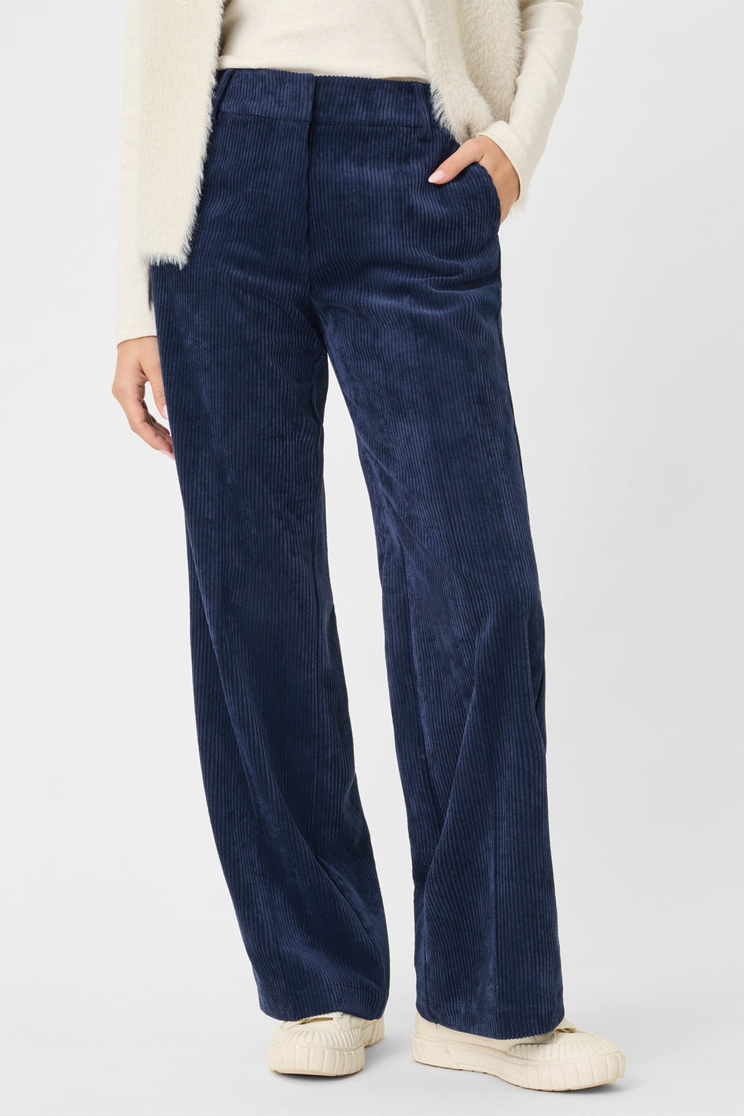 Olsen 14002478 Ink Blue Straight Leg Corduroy Trousers