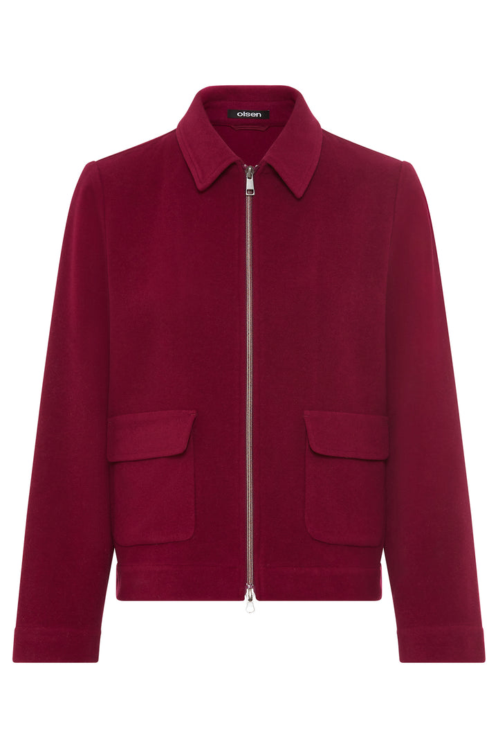 Olsen 15001650 Boysenberry Pink Collared Knit Jacket