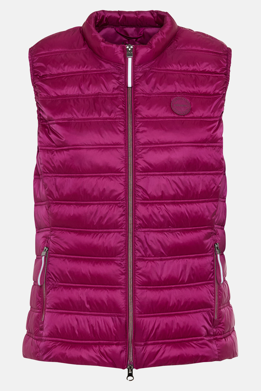 Purple puffer vest on a white background