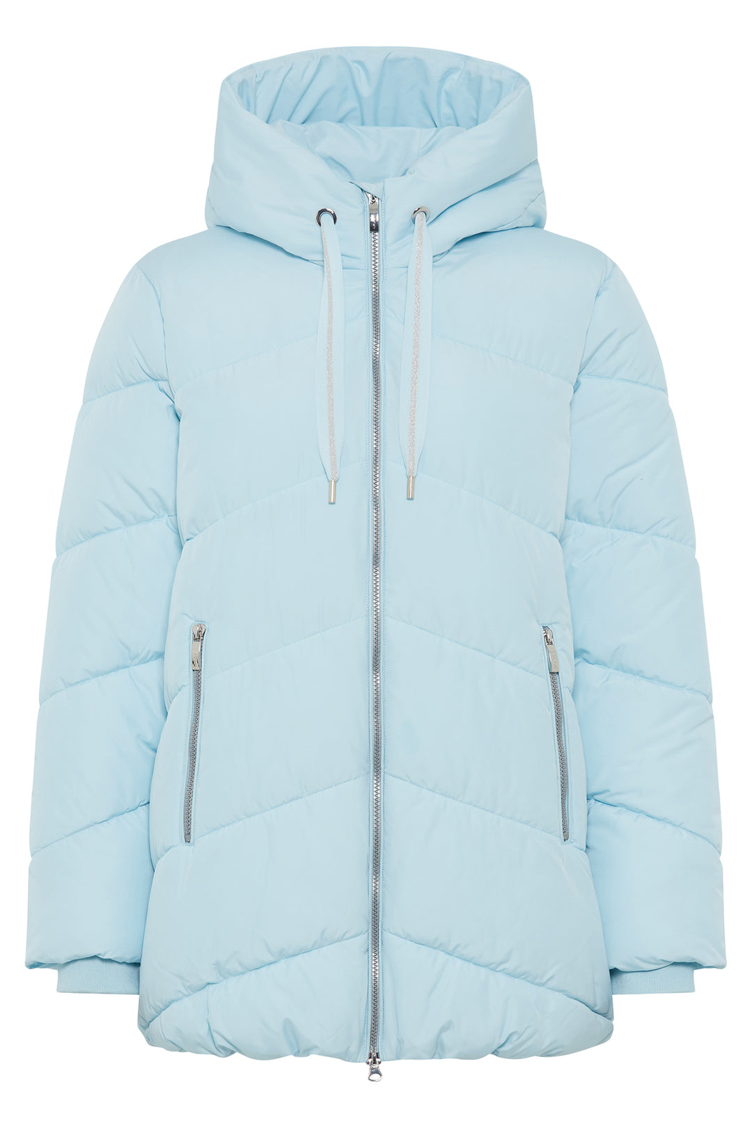 Olsen 15101435 Satin Blue Padded Longline Cloud Coat