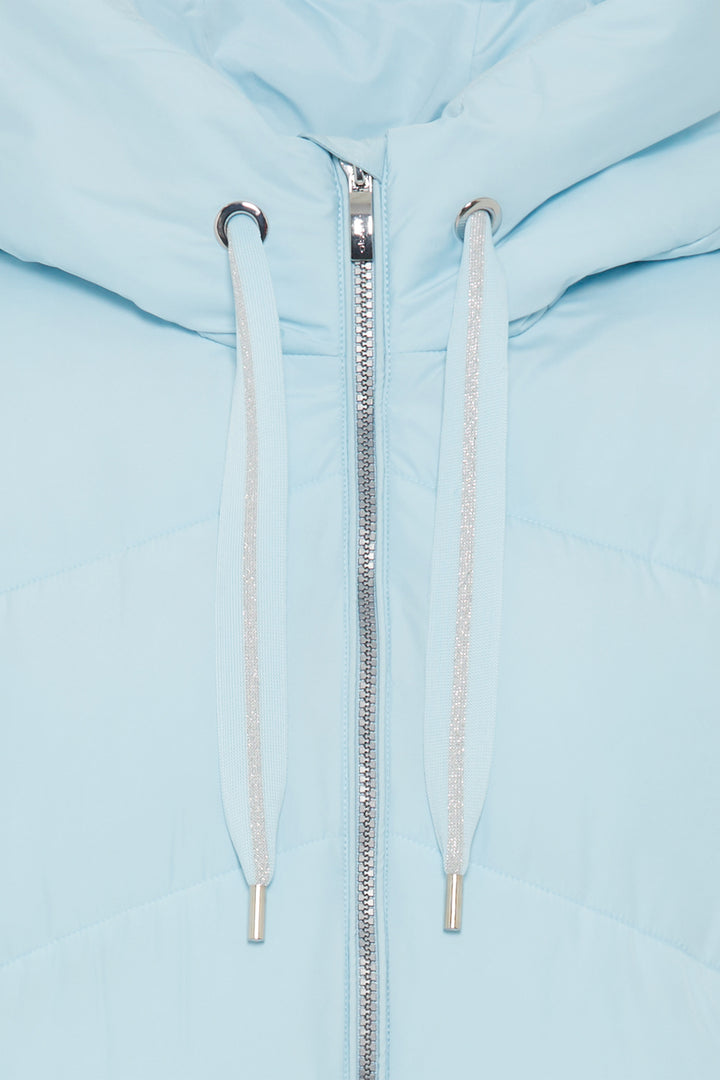 Olsen 15101435 Satin Blue Padded Longline Cloud Coat