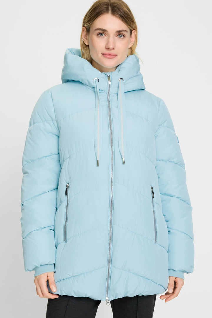 Olsen 15101435 Satin Blue Padded Longline Cloud Coat