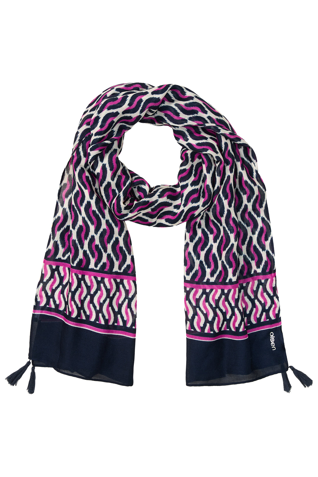 Olsen 18001997 Pink Navy Print Woven Scarf