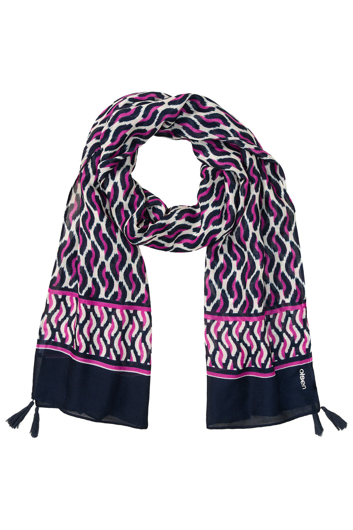 Olsen 18001997 Pink Navy Print Woven Scarf