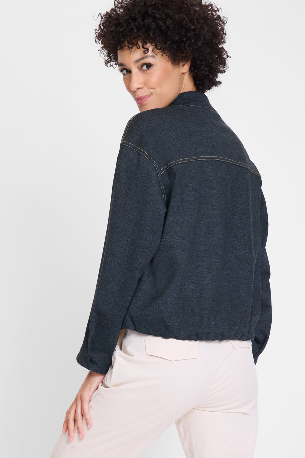 Olsen Dark Denim Effect Shirt Collar Jacket 15001620 40290 - Experience Boutique