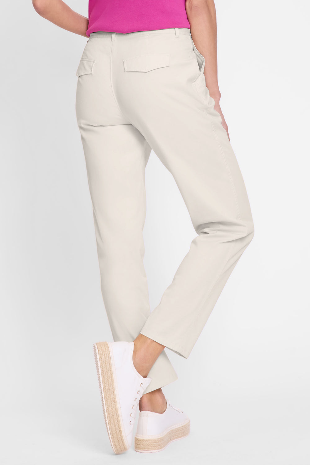 Olsen Lisa Caffe Latte Beige Straight Fit Cropped Trousers 14002438 - Experience Boutique