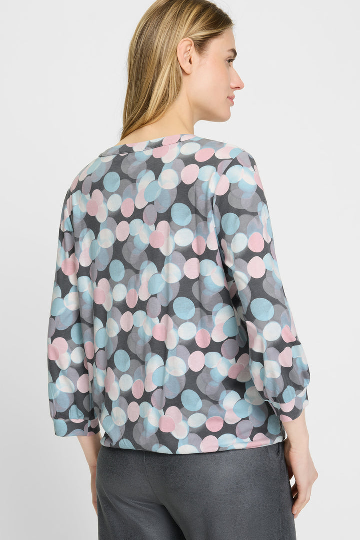 Olsen 11105194 Satin Blue Bubble Print Blouson Top 10296