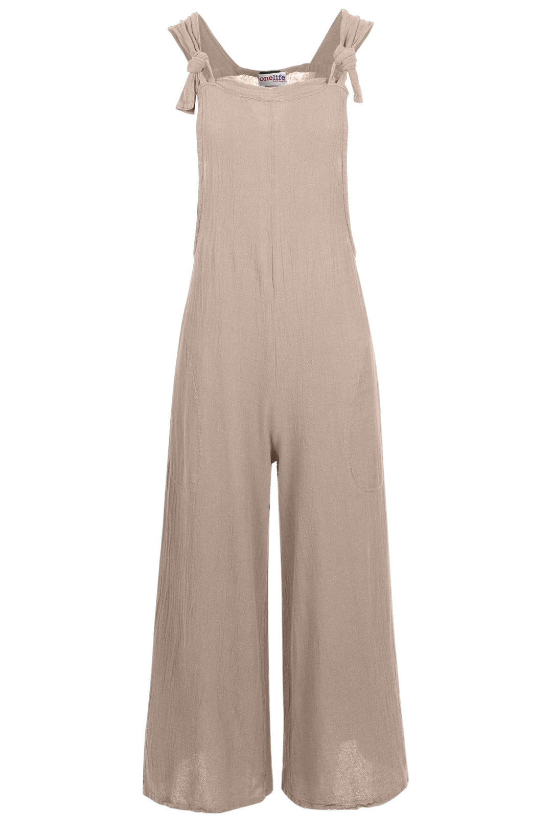 Onelife D606 Sabina Taupe Cotton Jumpsuit
