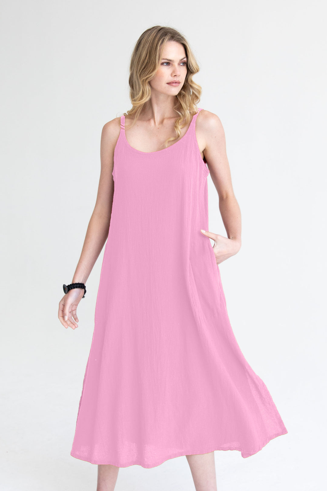 Onelife D660 Figi Fondant Pink Cotton A-Line Dress - Experience Boutique