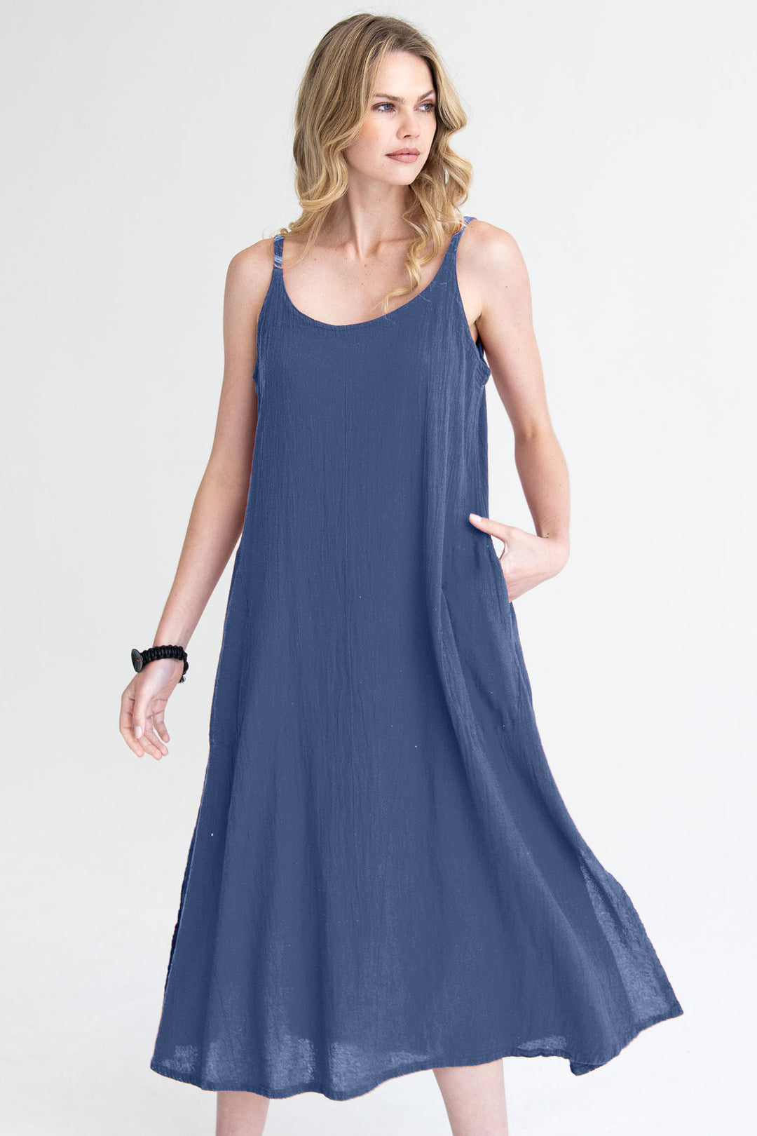 Onelife D660 Figi Neptune Blue Cotton Dress - Experience Boutique