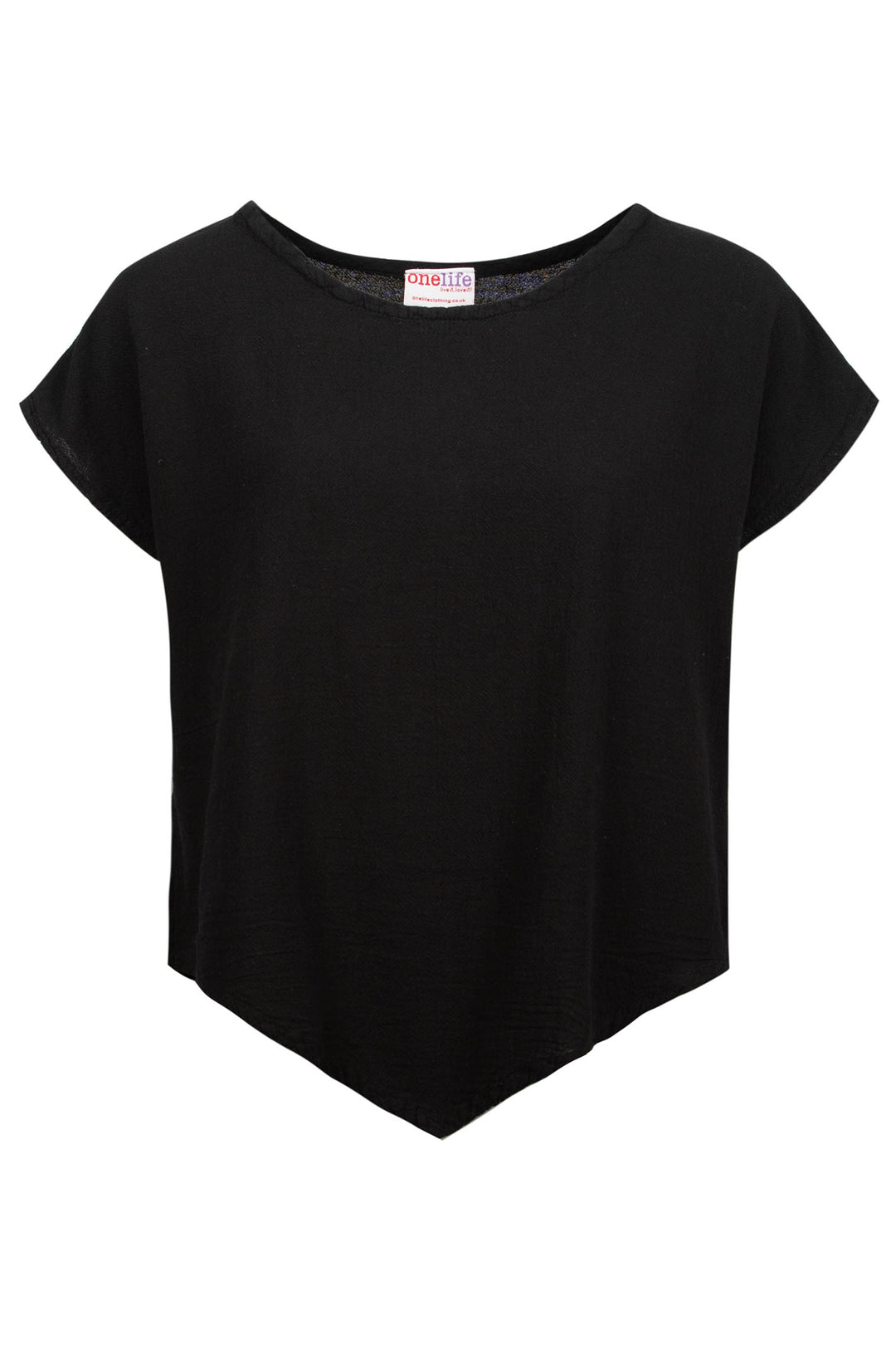 Onelife T002 Grace Black Boat Neck Cotton Top - Experience Boutique