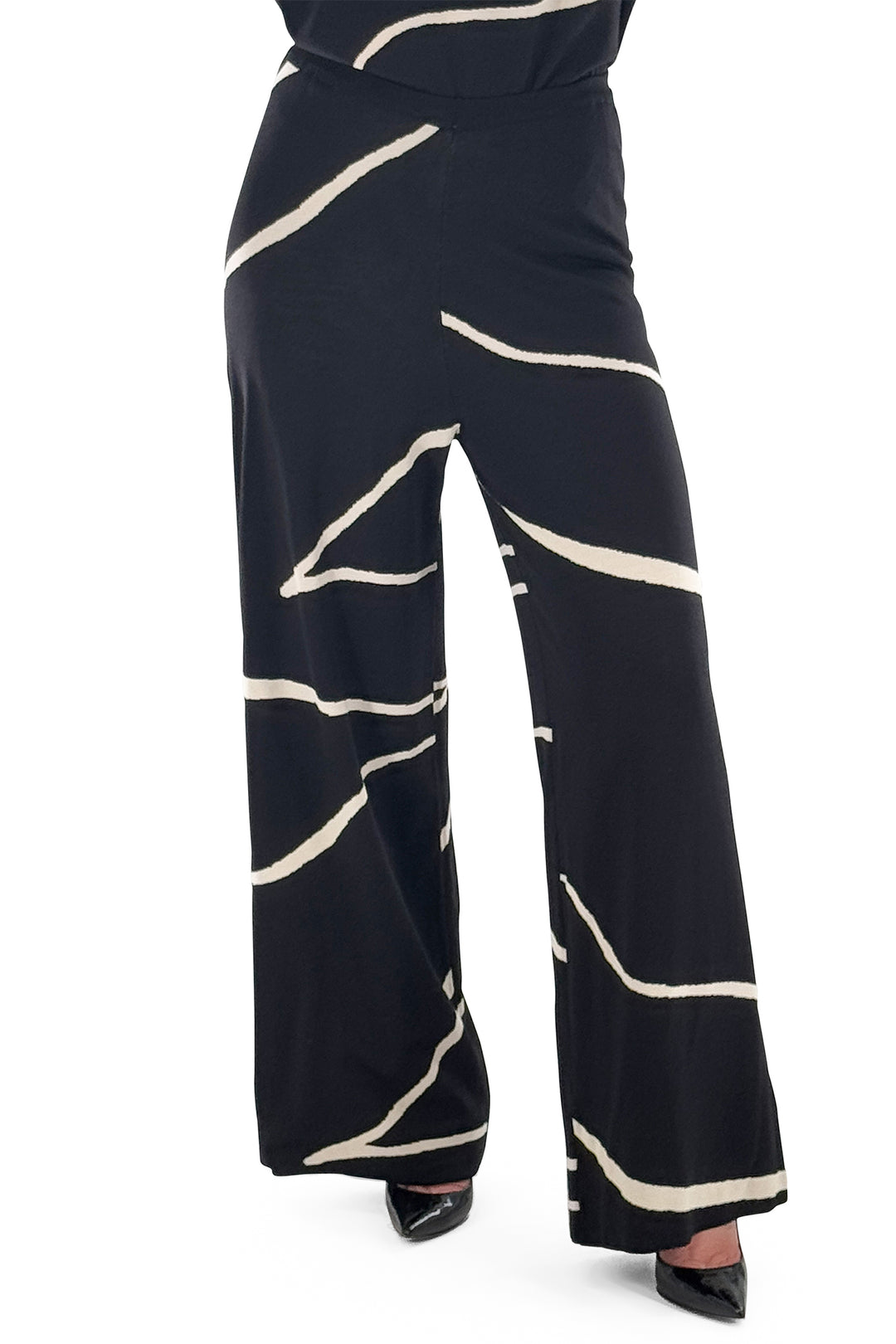 Black pants with white stripes on a white background