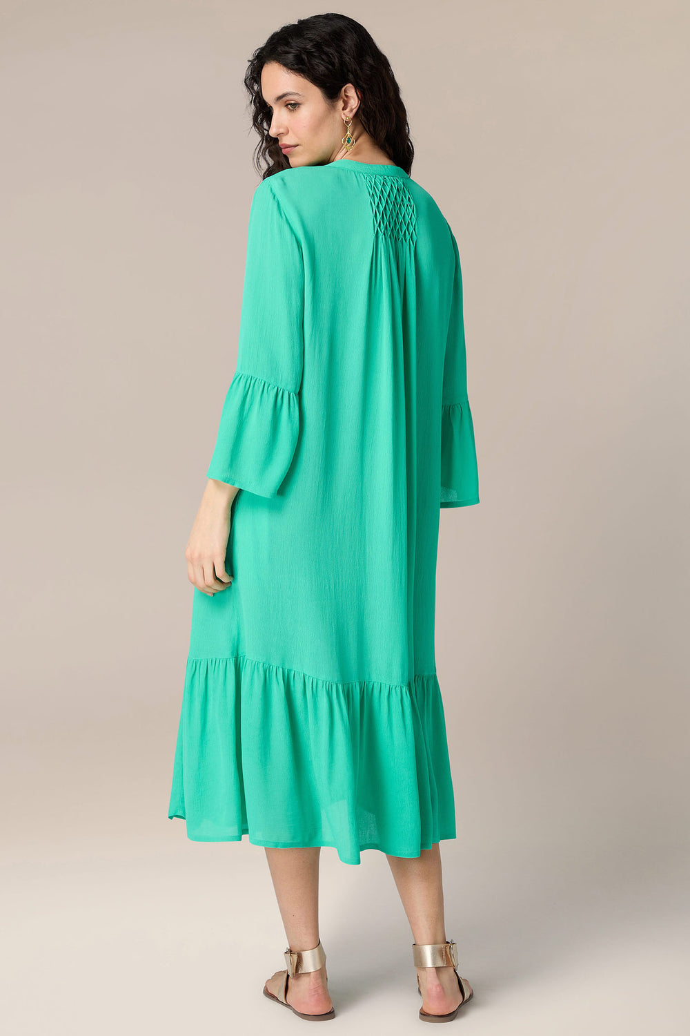 Sahara GRD5581-MOD Emerald Green Morrocain Smocked Dress - Experience Boutique