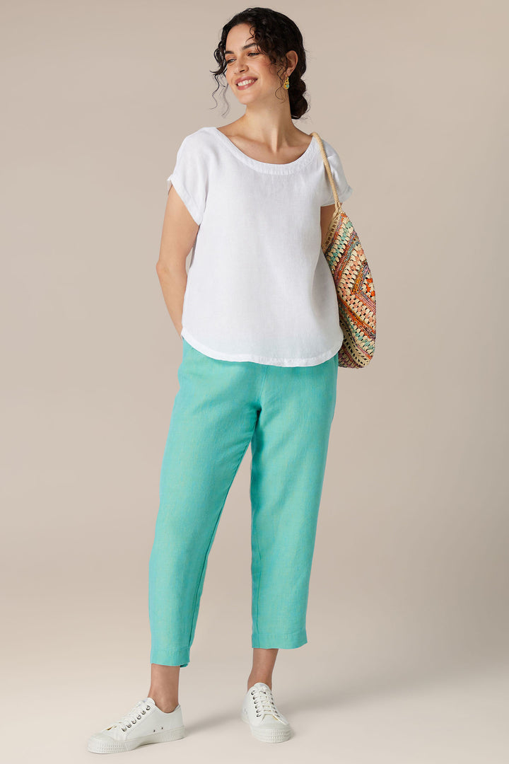 Sahara LAP3665-NCD Aquamarine New Cross Dye Linen Trouser - Experience Boutique