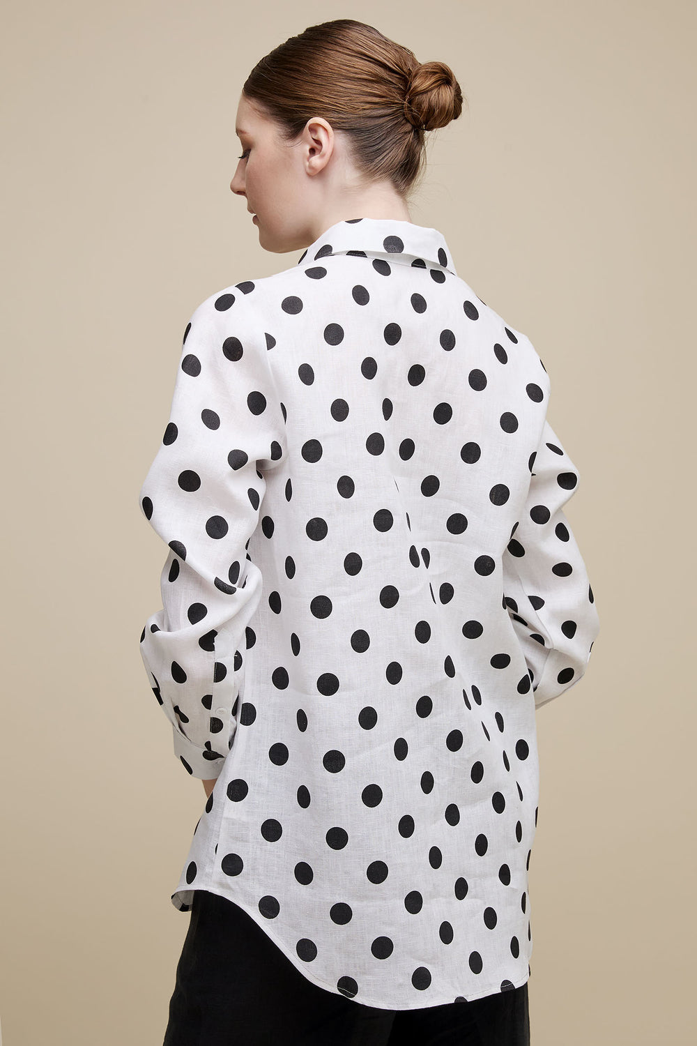 Uchuu CS24-634 Off White & Black Spot Linen Shirt - Experience Boutique