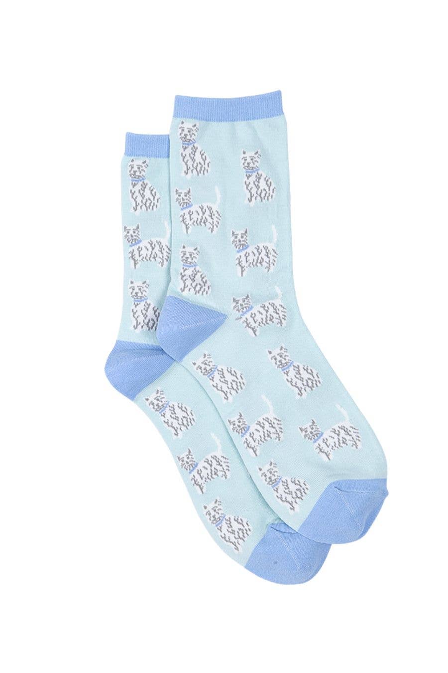 Blue Scottie Dog Westie Highland Terrier Bamboo Ankle Socks