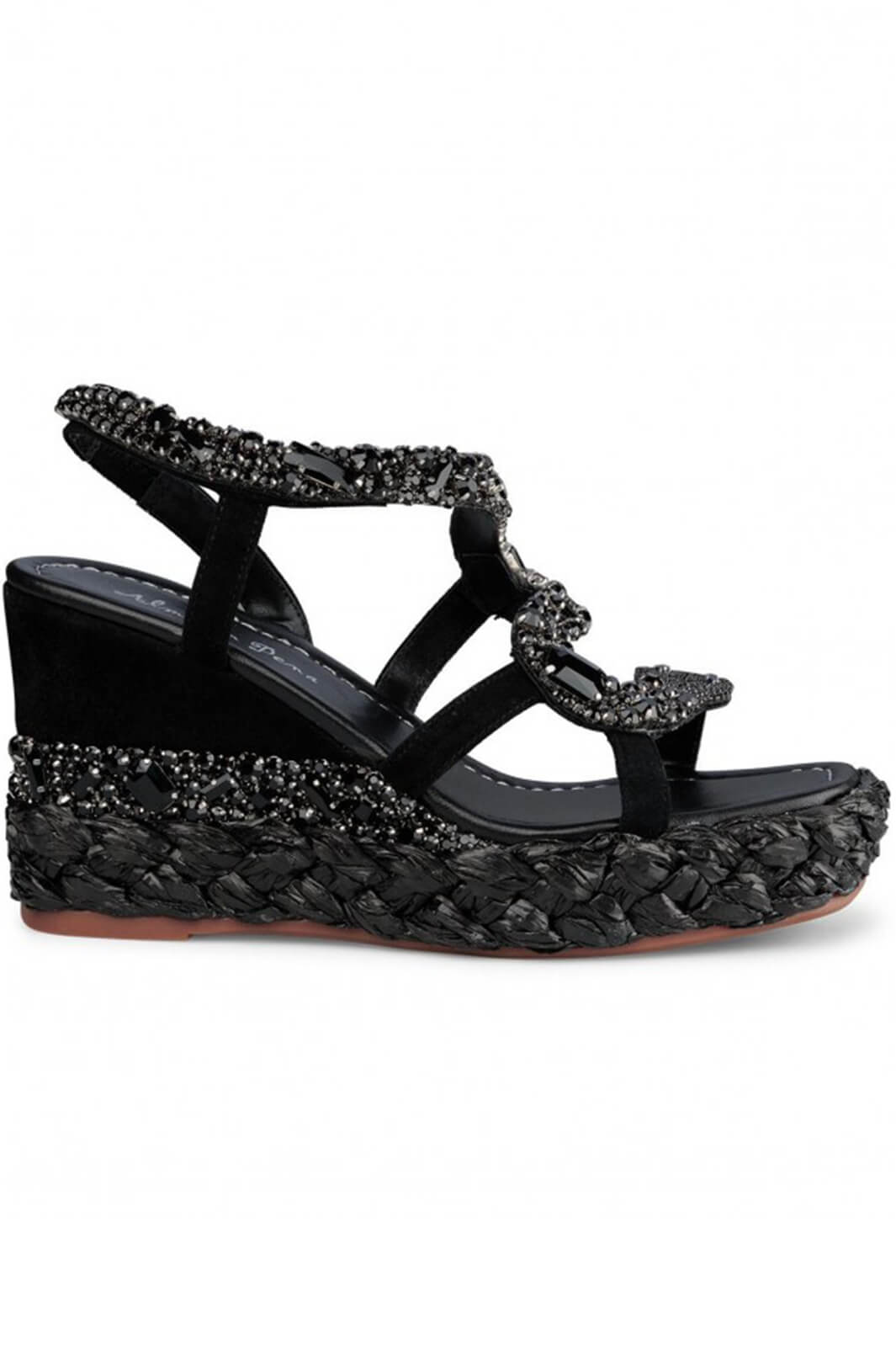 Sandali Donna Alma En Pena Tacco Punta Quadrata | I23277 Suede Nero Con Cinturino E Fibbia
