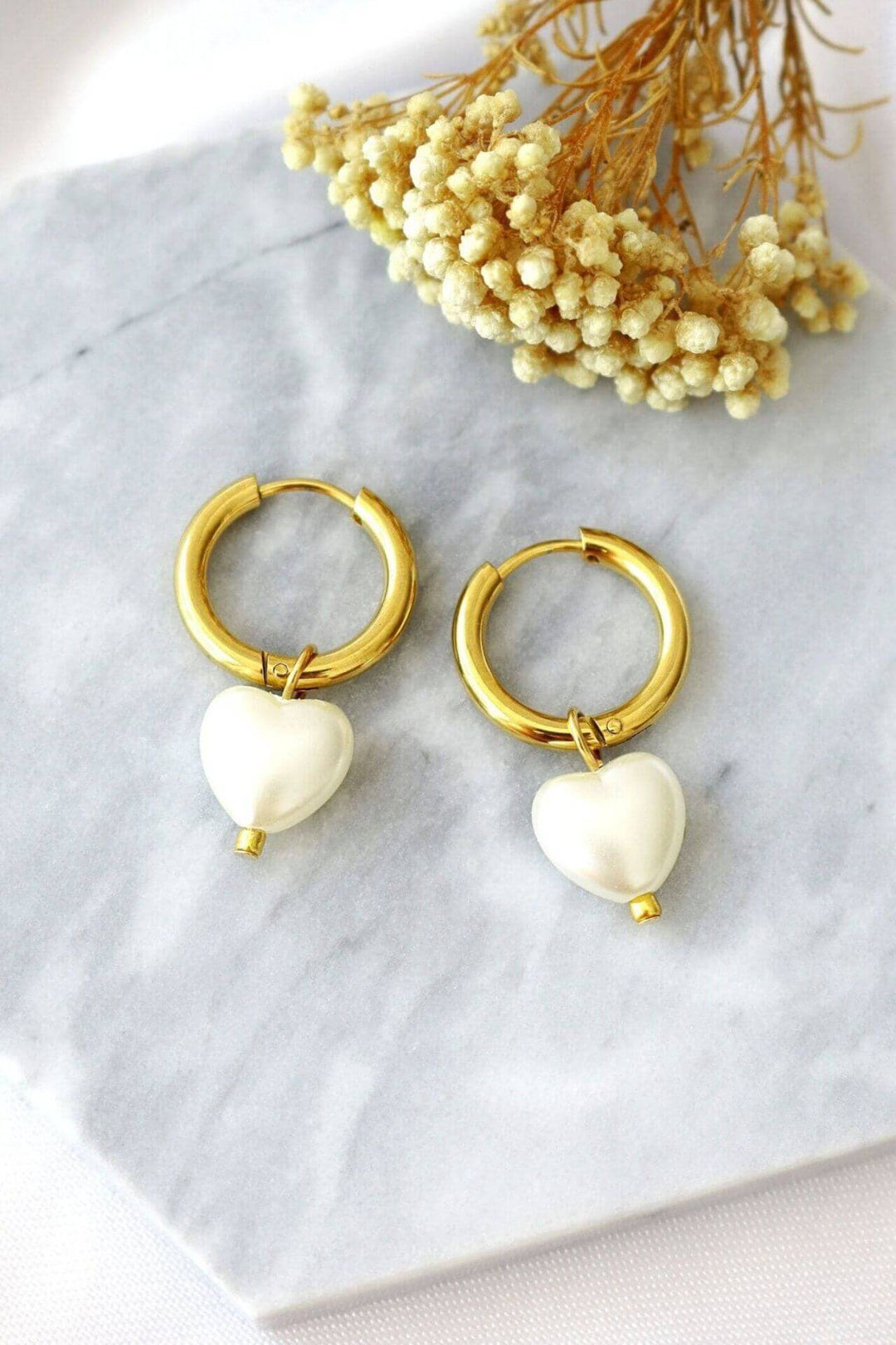 Pearly Love 24K Gold Plated Hoops