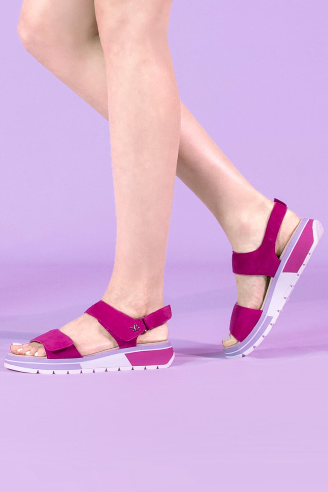 Caprice 28705 Fuchsia Climotion Suede Leather Sandal - Experience Boutique