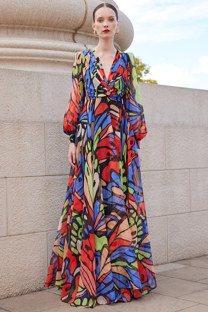 Carla Ruiz 199652 Vibrant Abstract Butterfly Print Dress - Experience Boutique