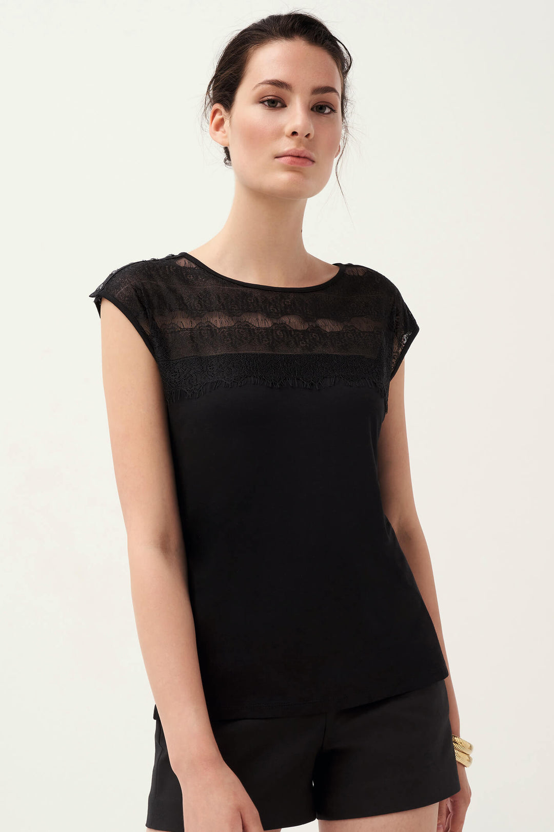 Leo & Ugo TEJ231 Black Lace Detail Top - Experience Boutique