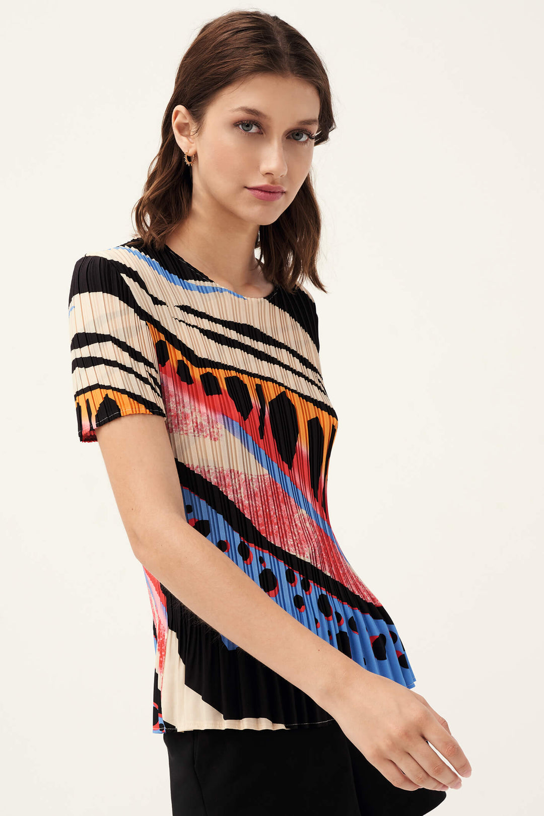 Leo & Ugo YE457 Multi Coloured Pleated Top - Experience Boutique