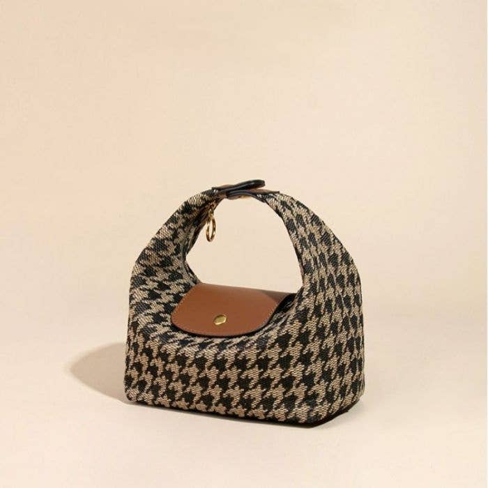 Brown Dogtooth Mini Tote Bag