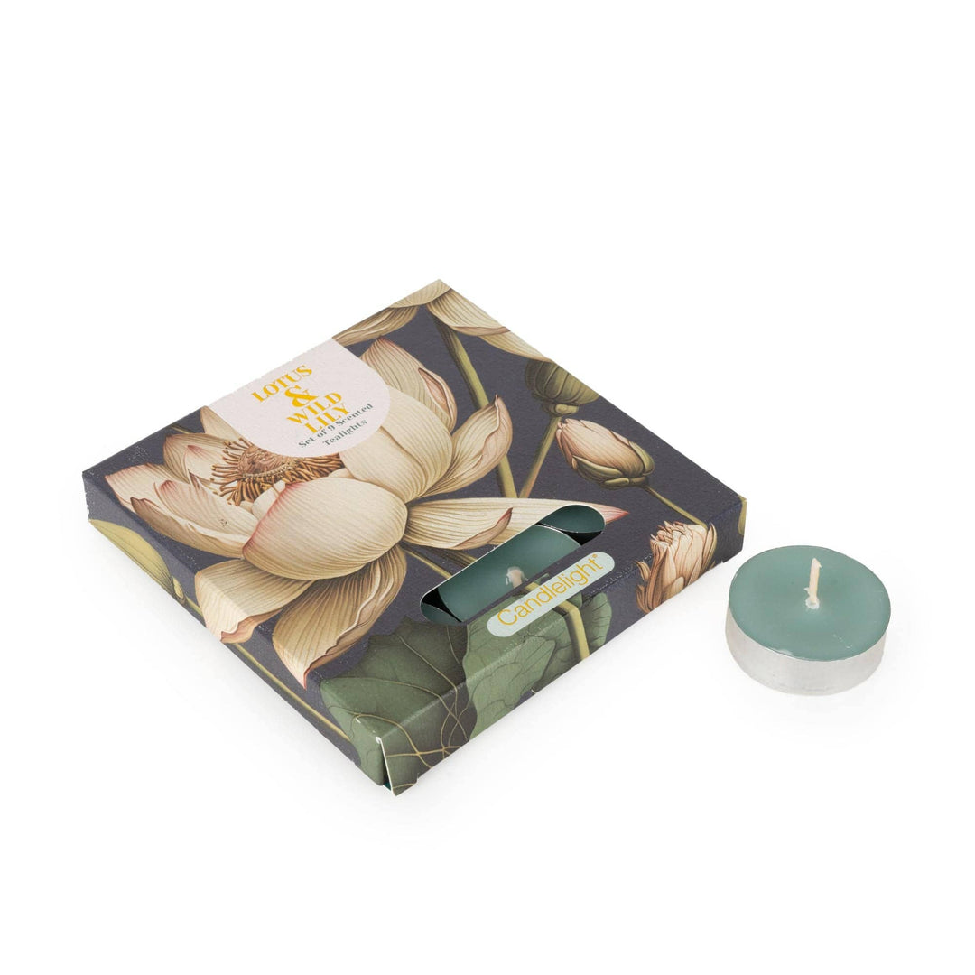Set of 9 Tealights - Lotus &amp; Wild Lily
