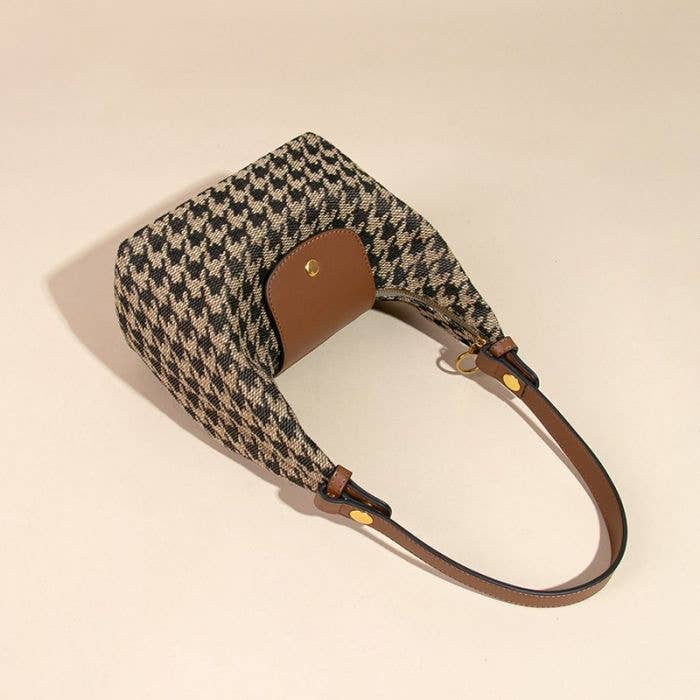 Brown Dogtooth Mini Tote Bag