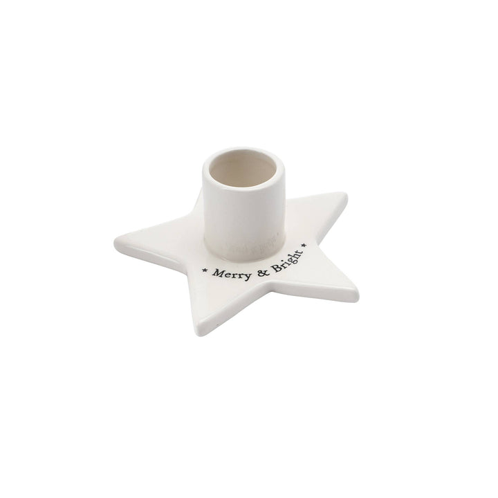 Winter Wishes 'Merry & Bright' Candlestick Holder Designed in Cornwall