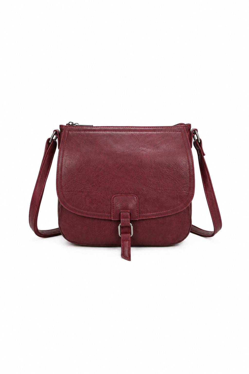 Wine Faux Leather Cross Body Bag