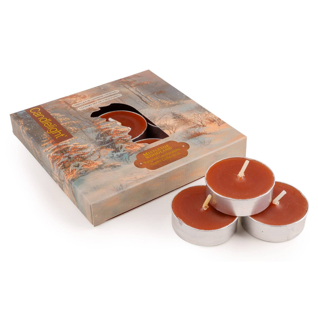 Set of 9 Tealights - Mistletoe Woodland