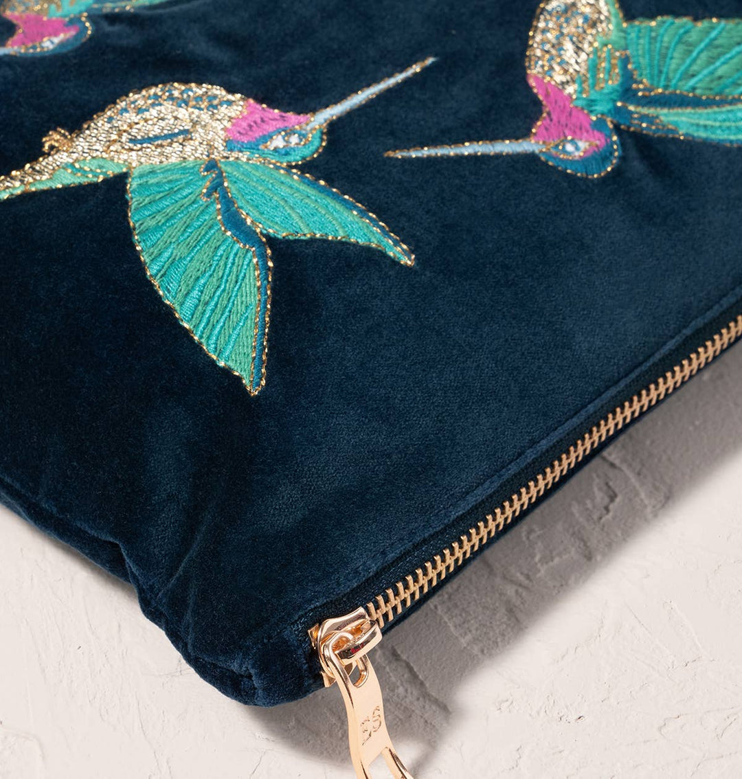 Hummingbird Everyday Pouch Ink Blue Velvet