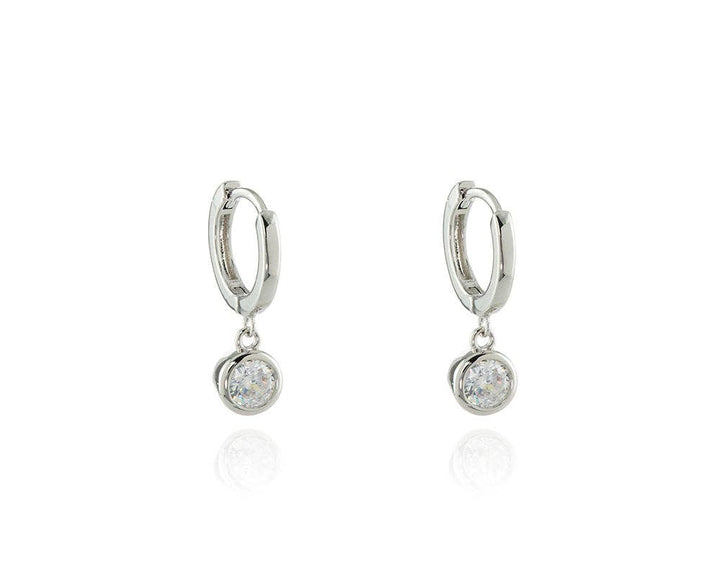 Cachet Renate Hoop Crystal Drop Rhodium Plated Earrings
