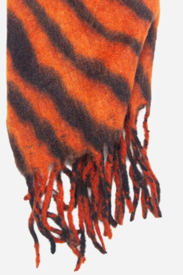1338BO Burnt Orange Tiger Print Heavyweight Scarf