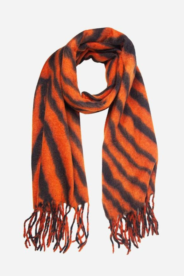 1338BO Burnt Orange Tiger Print Heavyweight Scarf