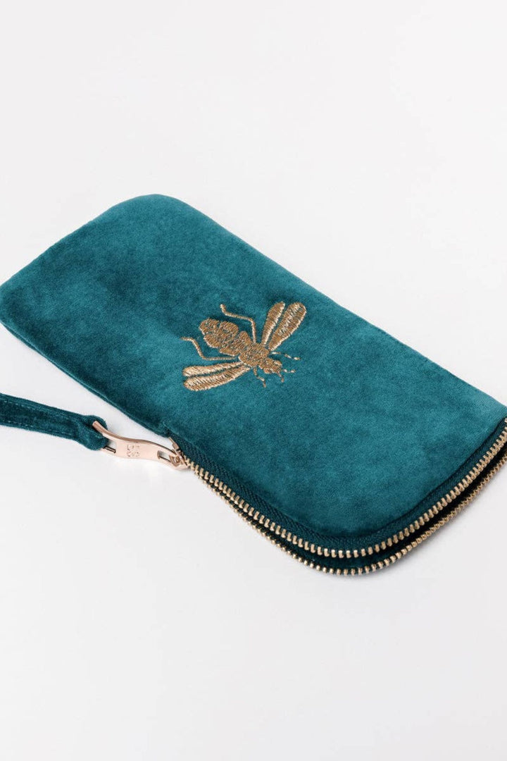 Elizabeth Scarlett Rich Blue Honey Bee Velvet Sunglasses Case