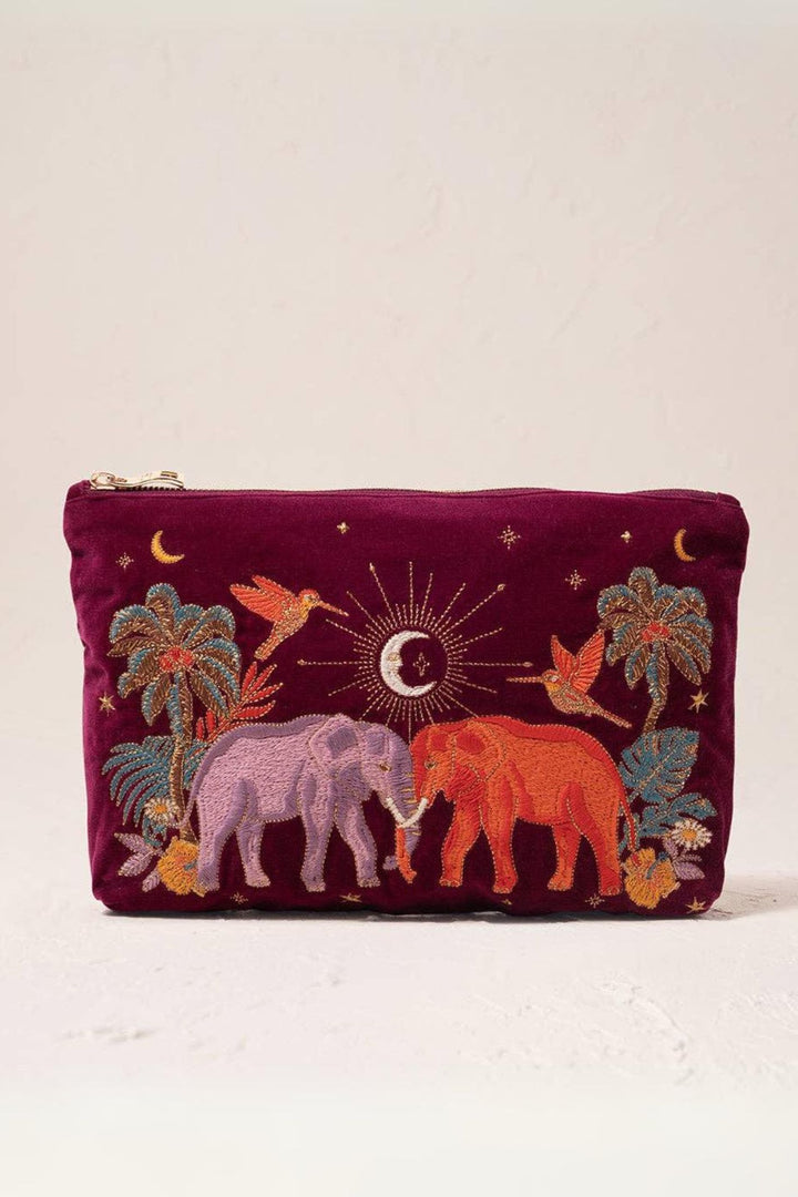 Elizabeth Scarlett Ruby Enchanted Elephant Velvet Everyday Pouch
