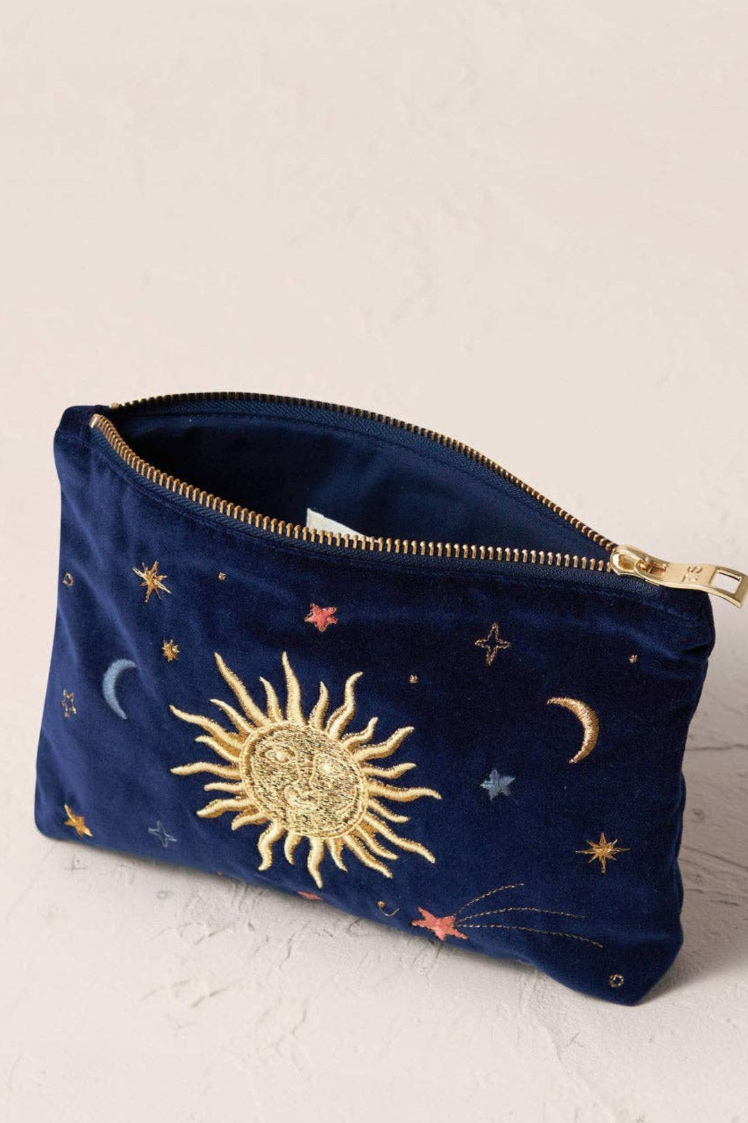 Elizabeth Scarlett Navy Celestial Velvet Mini Pouch