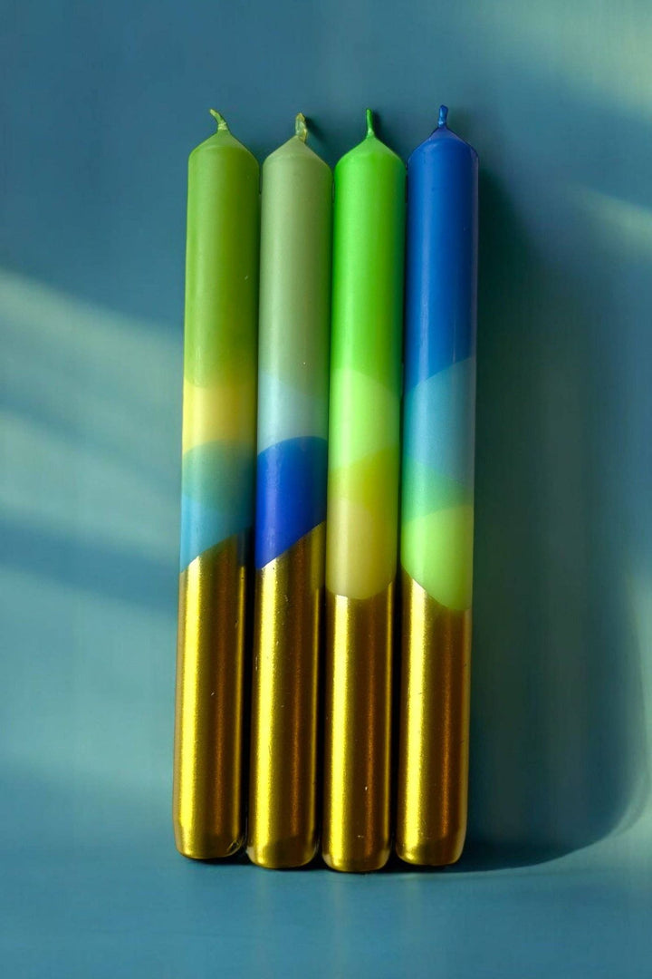 NORTHERN LIGHTS Dip Dye Dinner Candle set of 4 Locally Made