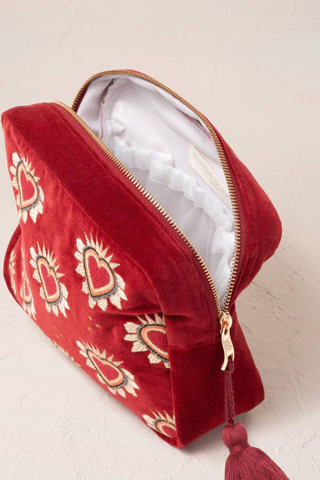 Elizabeth Scarlett Rouge Sacred Heart Velvet Wash Bag