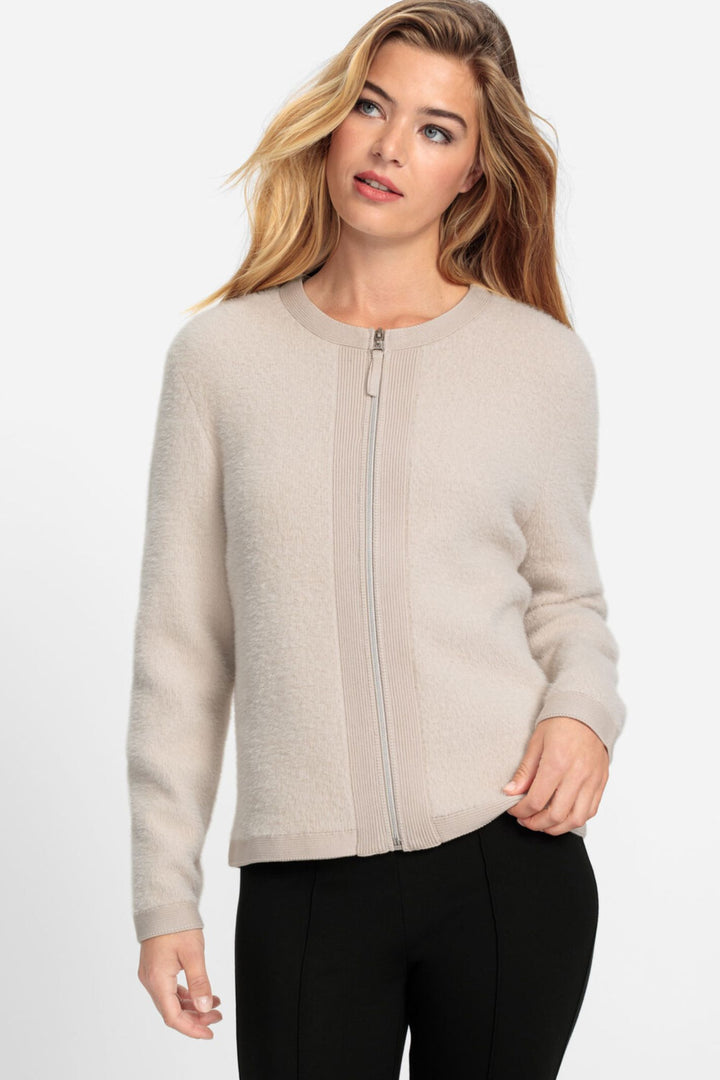 Olsen 11004452 Caffe Latte Fluffy Knit Cardigan Jacket