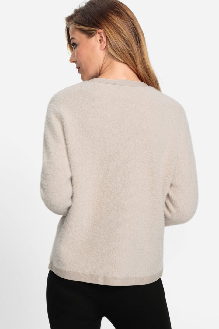 Olsen 11004452 Caffe Latte Fluffy Knit Cardigan Jacket