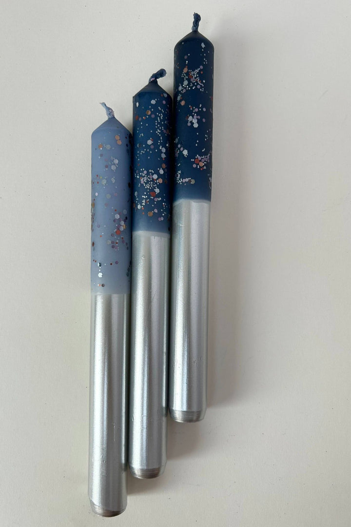 STARRY STARRY NIGHT SILVER Dip Dye Dinner Candle Trio Locally Made