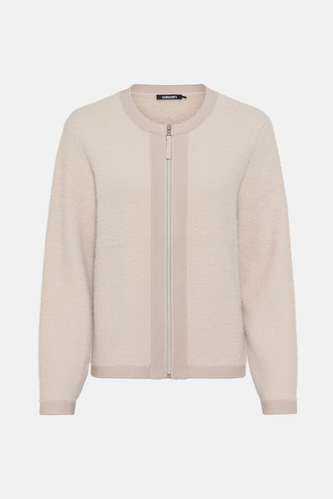 Olsen 11004452 Caffe Latte Fluffy Knit Cardigan Jacket