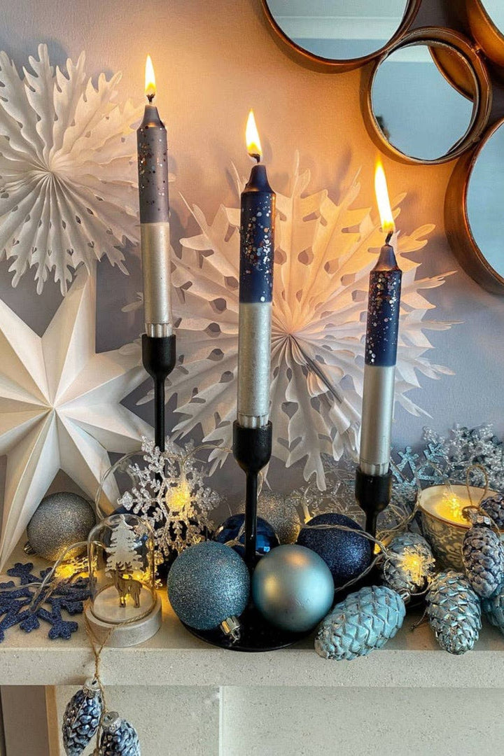 STARRY STARRY NIGHT SILVER Dip Dye Dinner Candle Trio Locally Made