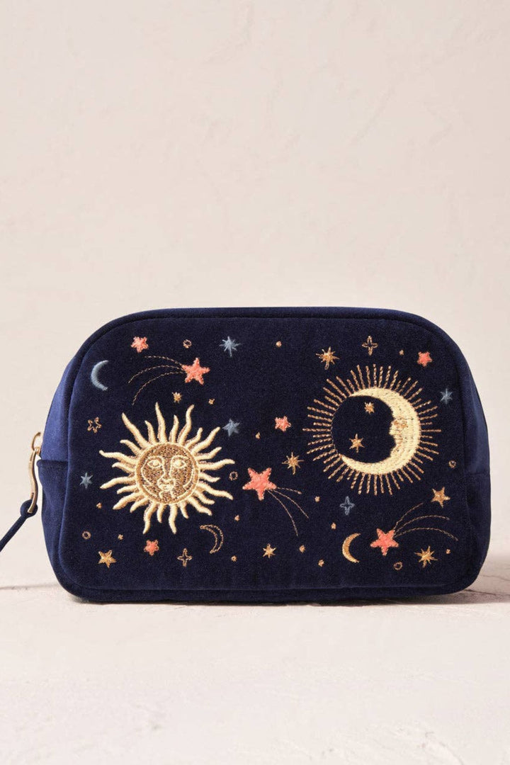 Elizabeth Scarlett Navy Celestial Velvet Cosmetics Bag