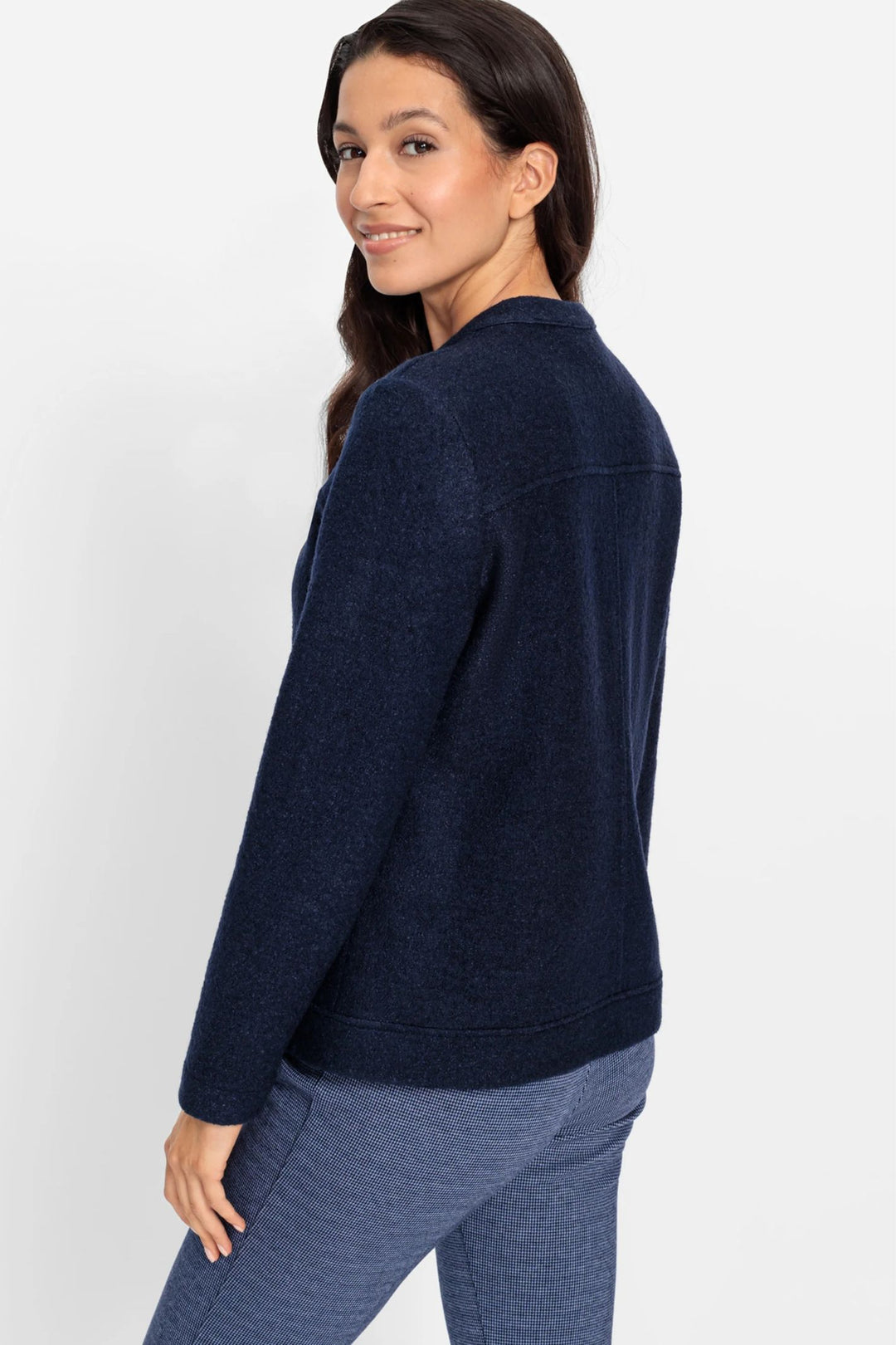 Olsen 15001457 Ink Blue Boiled Wool Bomber Jacket