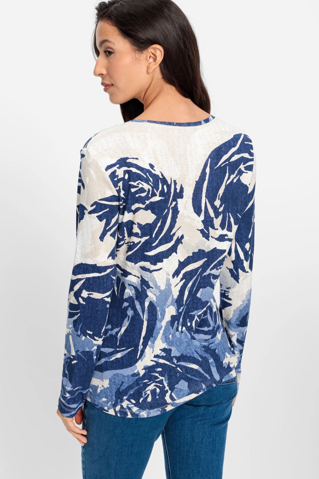 Olsen 11104942 Denim Blue Printed Top