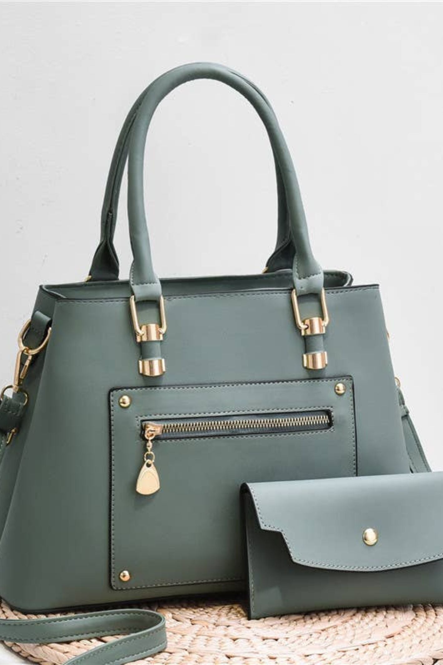 Sage Green Top Handle Bag Coin Purse Experience Boutique